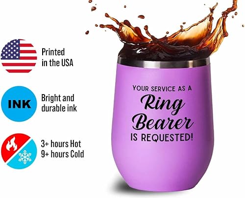 Miniatura 3 de Dama de honor Edición Rosa Vaso de vino de 12 oz – Se solicita un anillo Berrier – Propuesta de regalo de dama de honor para novios de dama de