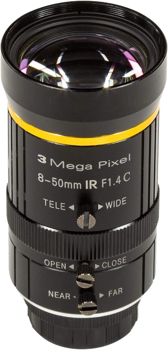 8-50mm C-Mount Zoom Lens for IMX477 Raspberry Pi HQ Camera, with C-CS Adapter, Industrial Telescope Lens