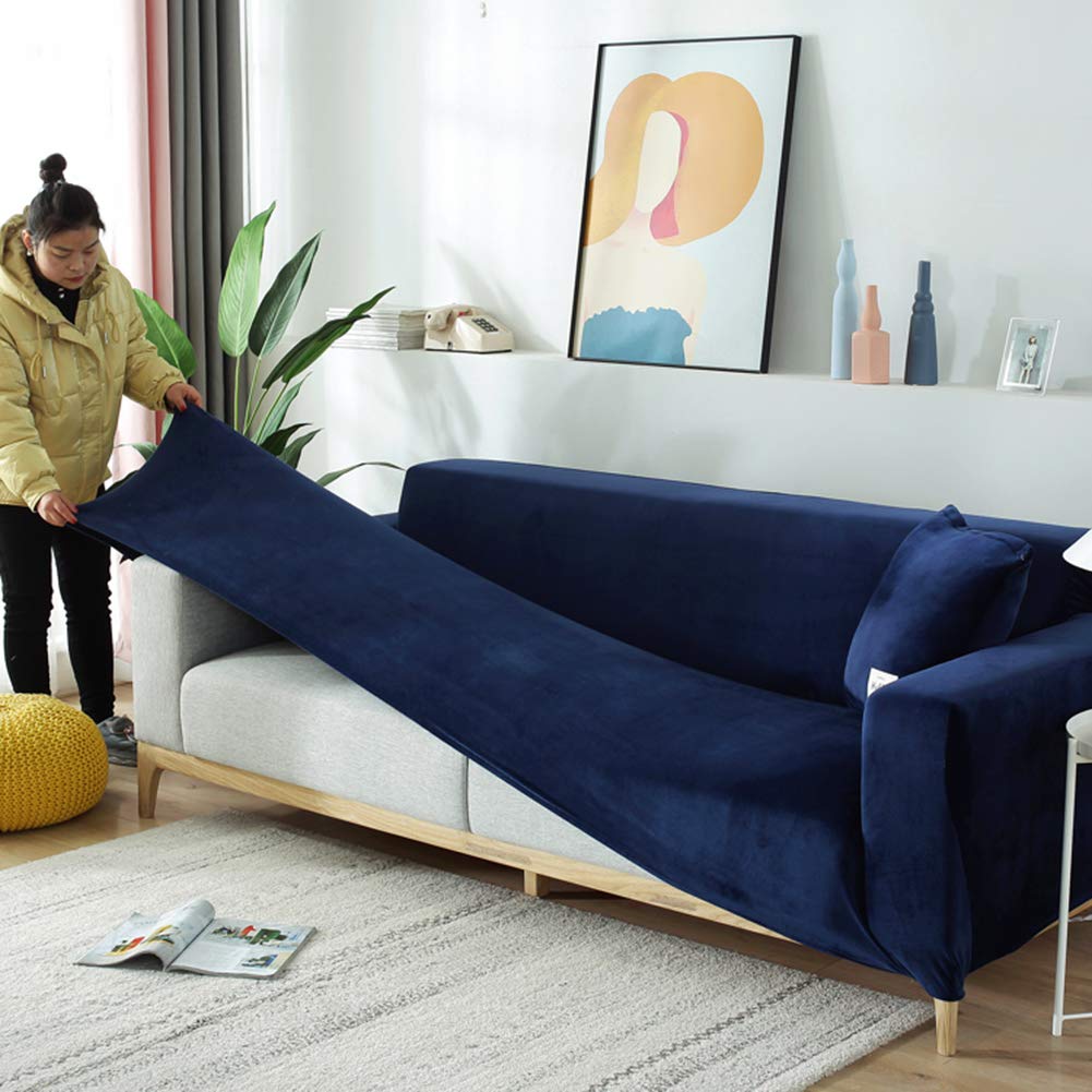 Felpa Cubiertas De Sofá para 1 2 3 4 Cubierta De Sofá,Polvo-Prueba Terciopelo Elástico Soft Couch Cover,Ajuste Fácil Lavable,Cubierta De La Silla Recliner Mueble Protector De Sofá-