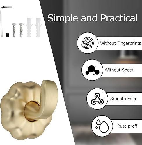 Miniatura 3 de Asidrama Ganchos para toallas de baño, ganchos de oro cepillado para cocina, ducha, puerta, montaje en pared, exquisitos ganchos para bata y
