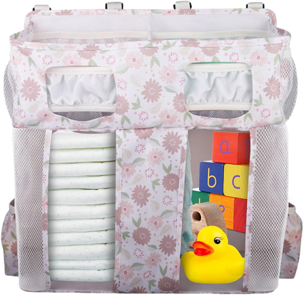 Hanging Diaper Caddy, Diaper Organizer, Crib Organizer, Storage Bag With Multiple Pockets, Large Capacity For Diapers, Wipes, Bottles, Wall-Mounted For Cribs, Travel, Nursery