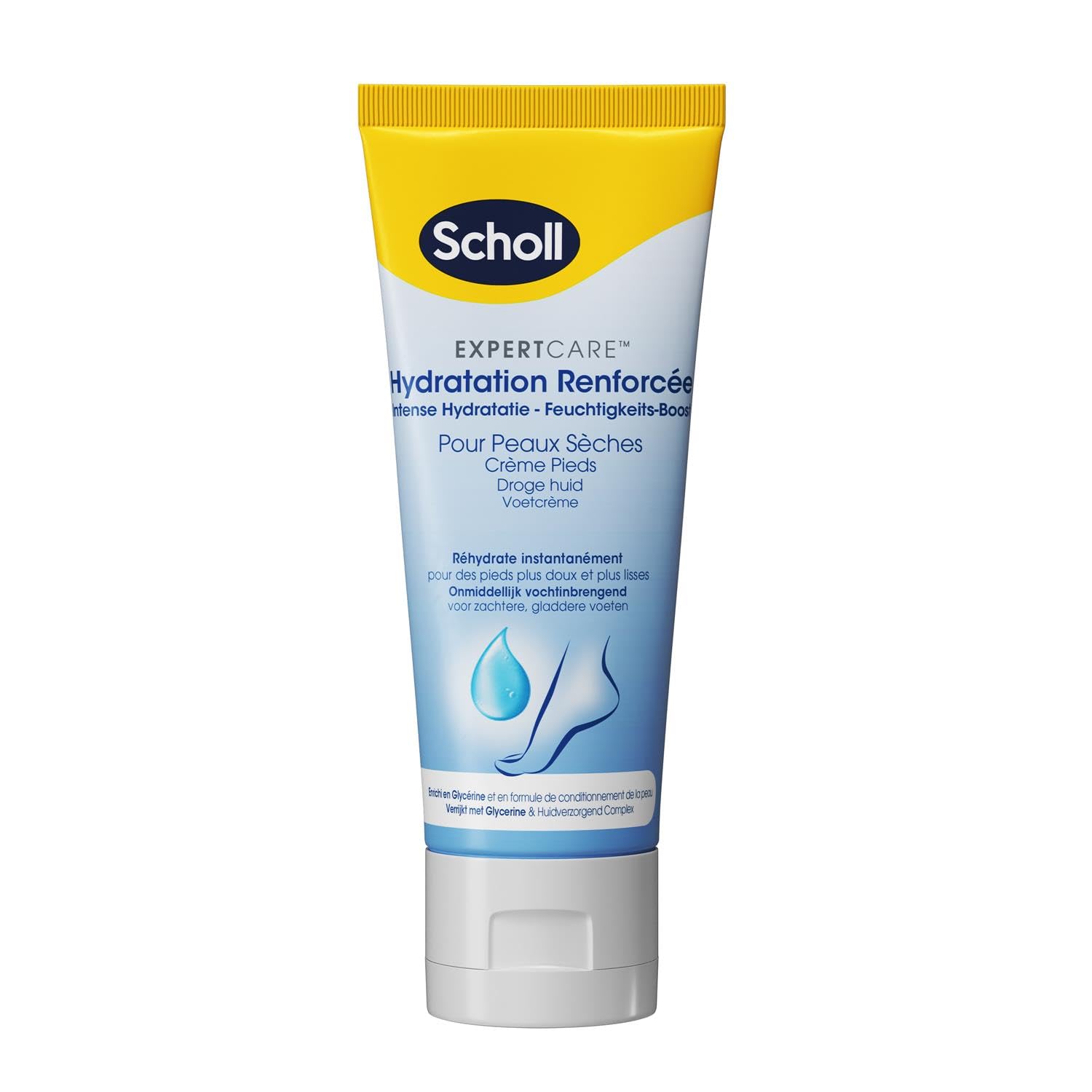 SCHOLL Crema hidratante intensificada para piel seca, 75 ml, paquete de 6