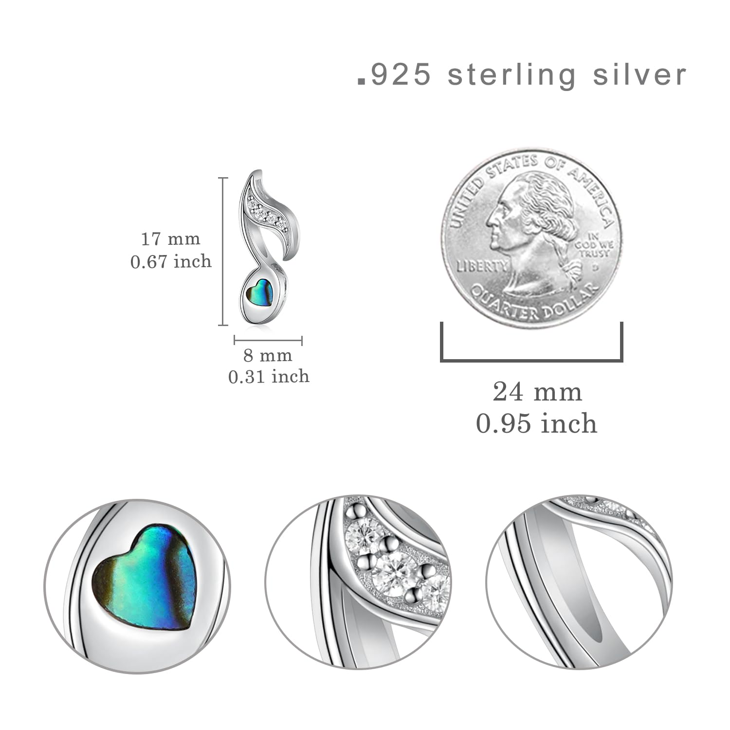 Dijes de plata de ley 925 con notas musicales, dijes musicales para pulseras, joyería de música, regalo para mujeres amantes de la música, no, Plata de ley, No es una piedra preciosa