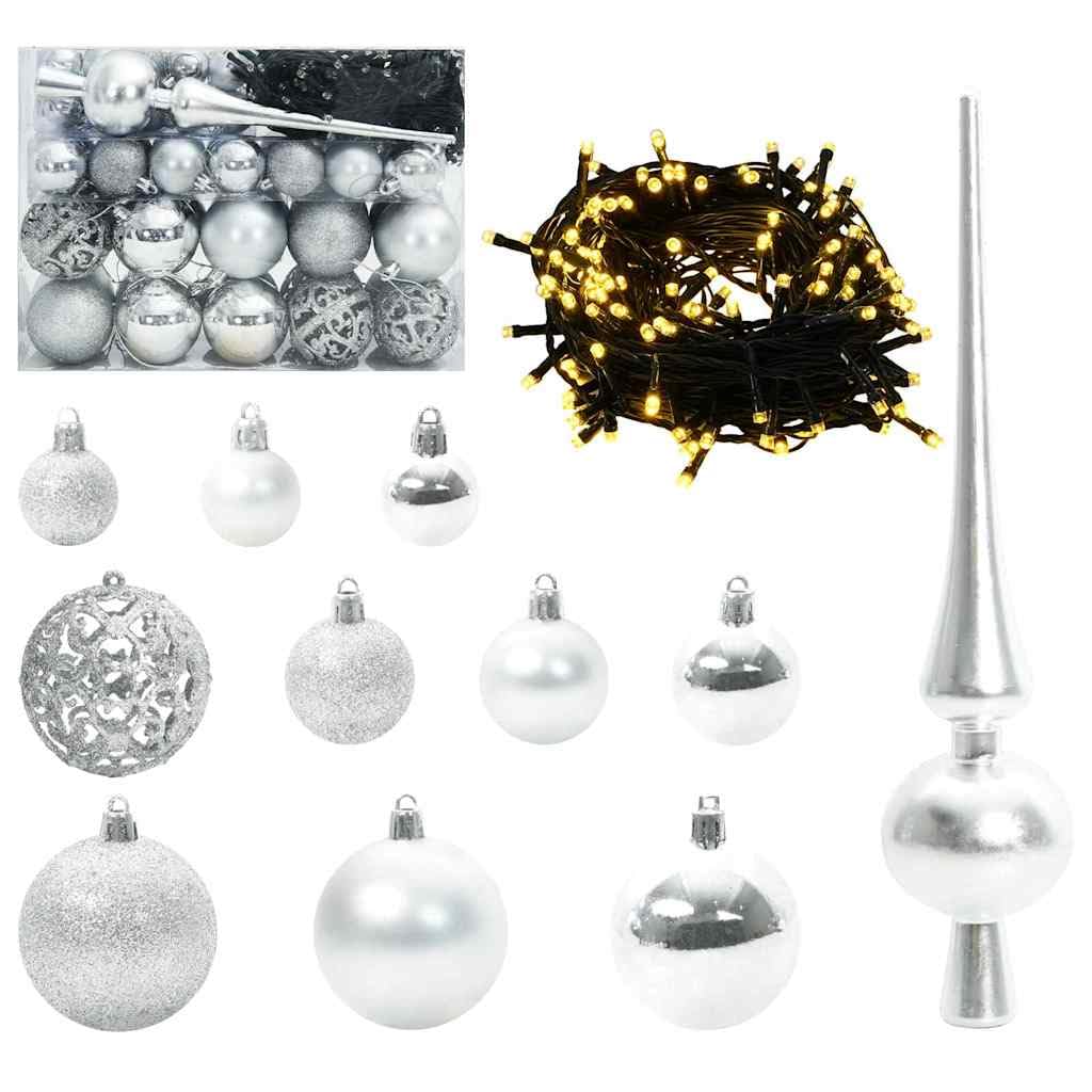 Albero di Natale artificiale verde e bianco 120 cm, PVC e metallo, pieghevole con rami realistici, ideale per interni ed esterni protetti, facile da montare, decorazione festiva
