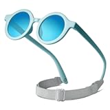 RIVBOS Baby Wrap Polarized UV400 Sunglasses - Soft Frame with Secure Strap for Infant and Newborn &lpar;0-24 Months&rpar; RBK069