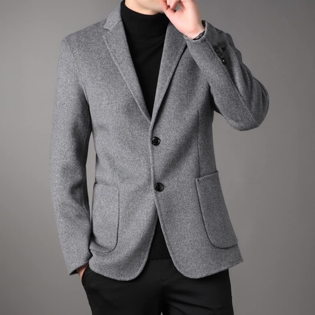 Men's Autumn and Winter Short Jacket Men's Suit Standing Collar Slim Coat(XL Code)