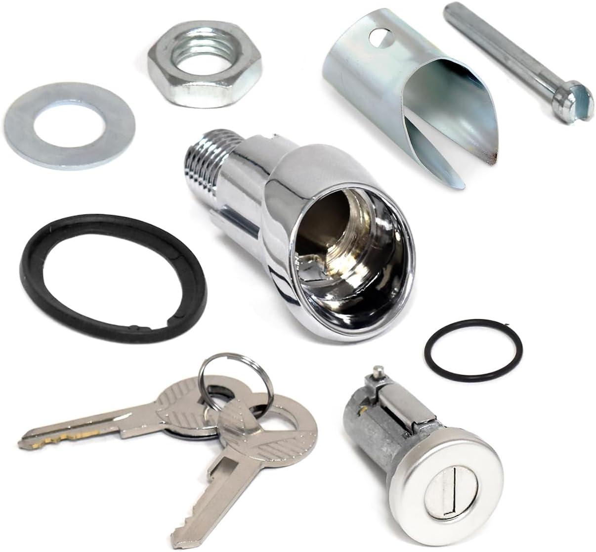 Trunk Lock Kit - Cylinder, Keys, Extension, Sleeve and Spacer For 1964-1966 Ford Mustang