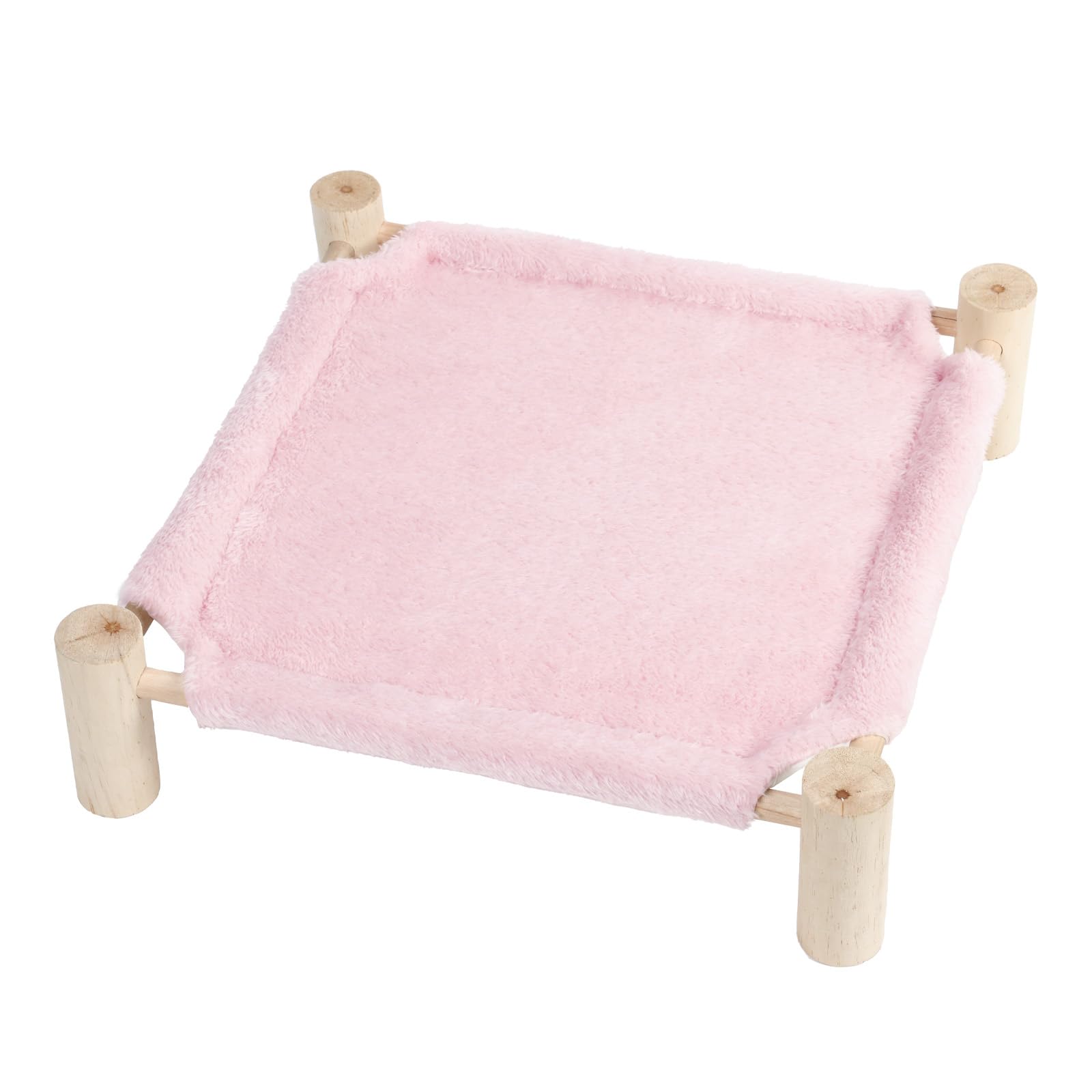 Patas Lague Cat and Dog Hammock Bed Small Dog Bed, Flannel Fleece Wooden Cat Elevated Bed for All Seasons, Cat Beds for Indoor Cats, Cat Cots Furniture Pet Puppy Bed (Pink)