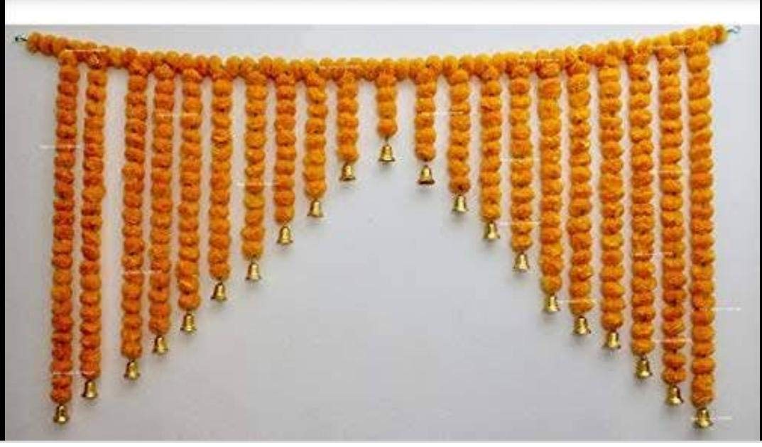 Artificial Marigold/Zendu Flower toran and Decoration with Hanging Bead