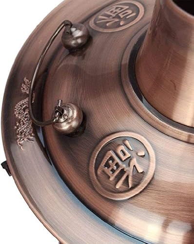 Miniatura 4 de Olla caliente de cobre carbón chino sopa antigua grande cocina tradicional cocina para regalo inusual, cobre. (tamaño  14.2 in)