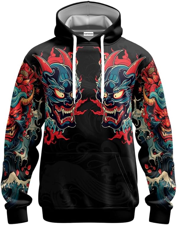 Samurai Mens Hooded Sweatshirt 3D Printed Graphic Pullover Streetwear Hoodies for Men and Women