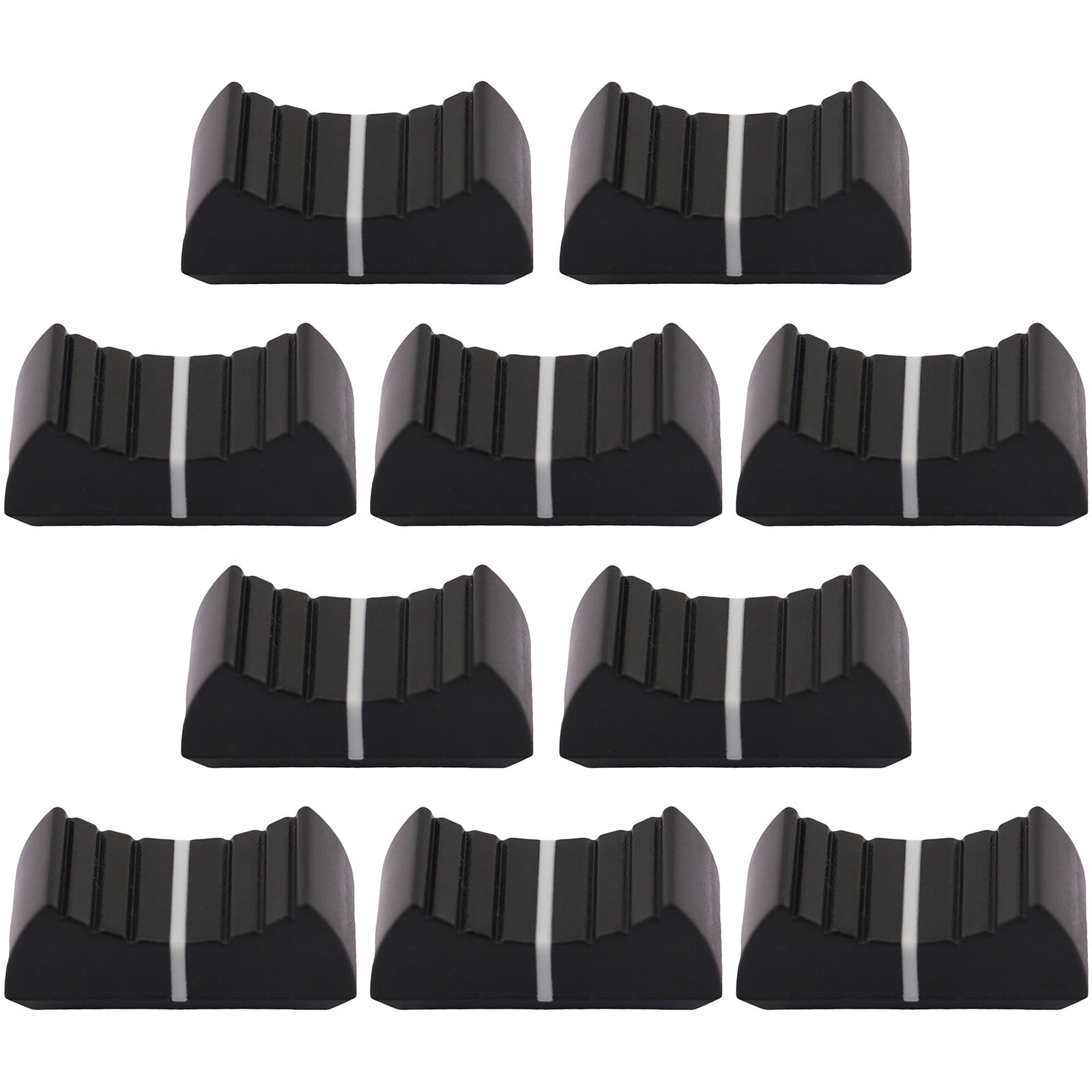 8mm Hole Black Body Linear Slider/Fader Caps Pack of 10 (White)