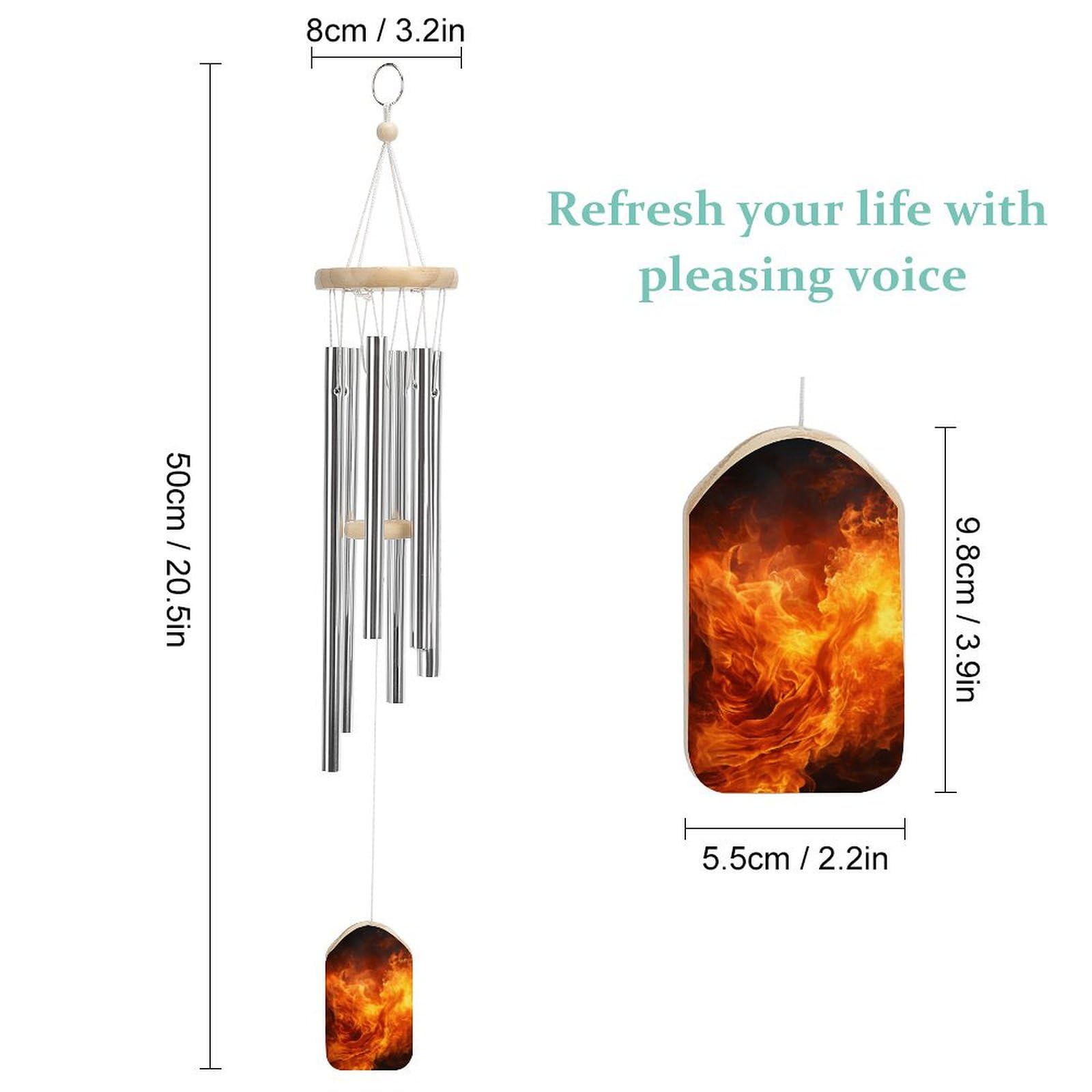 Outdoor Wind Chimes, Roaring Flame Printed Wind Chimes,Simple Wind Chimes,Curtain Wind Chimes for Home Decoration