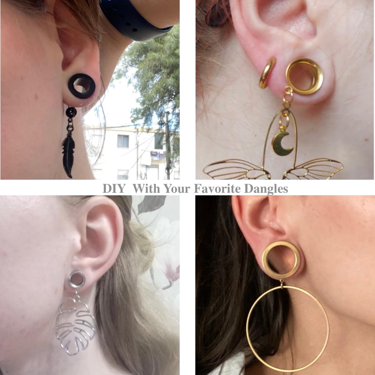 3 Pairs Set DIY Tunnels Plugs Gauges for Ears Piercing Jewelry Black Gold 2g 0g Stainless Steel Ear Dangle Accessories For Women Mens: 10mm(00g) Black-Style II
