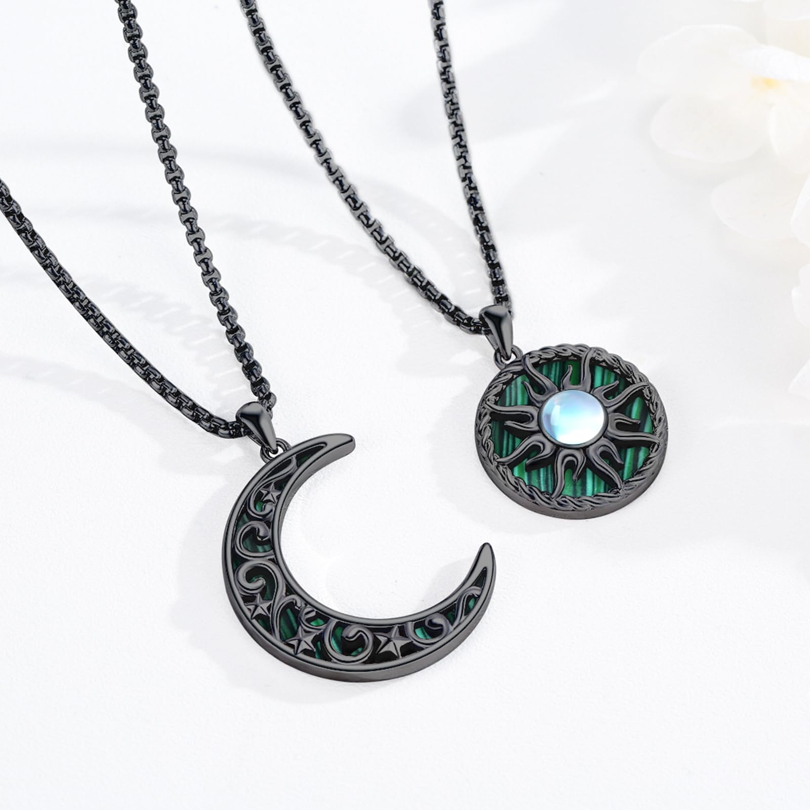 REDSUN Yin Yang - Collana in argento sterling 925, con sole e luna, argento, oro/nero, ciondolo celtico Tai Chi con ciondolo a forma di sole e abalone, idea regalo per donne partner, klein (Pendants