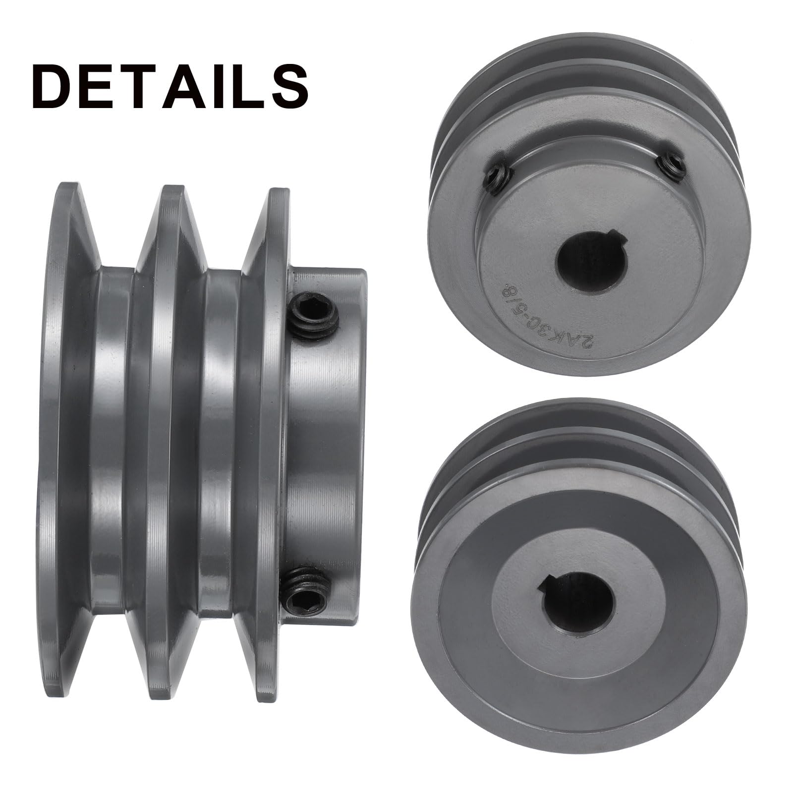 QUARKZMAN 2AK30-5/8 Puleggia A V 5/8" Foro 3.05" Diametro Esterno Doppia Scanalatura Puleggia Con Anima Forata Su Misura Ghisa Sezione Cinghia Per 4L O A Cinghia