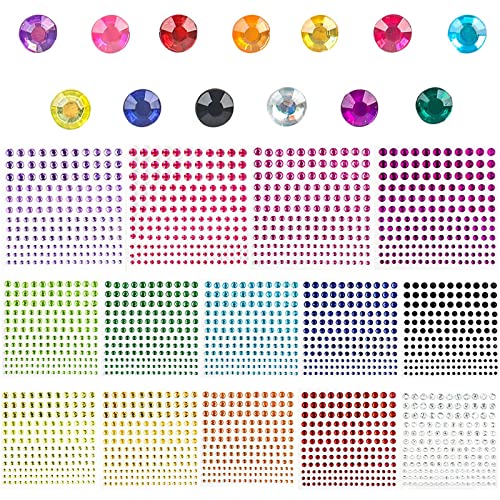 Idee Regalo Donna a meno di 100 euro YINGJEE 2310 PZ Brillantini Adesivi di Gemme Brillantini Make Up, Accessori per Festival e Decorazioni per Unghie,Brillantini Adesivi per Viso e Nail Art,Glitter Viso e Strass Colorati (14 Fogli)