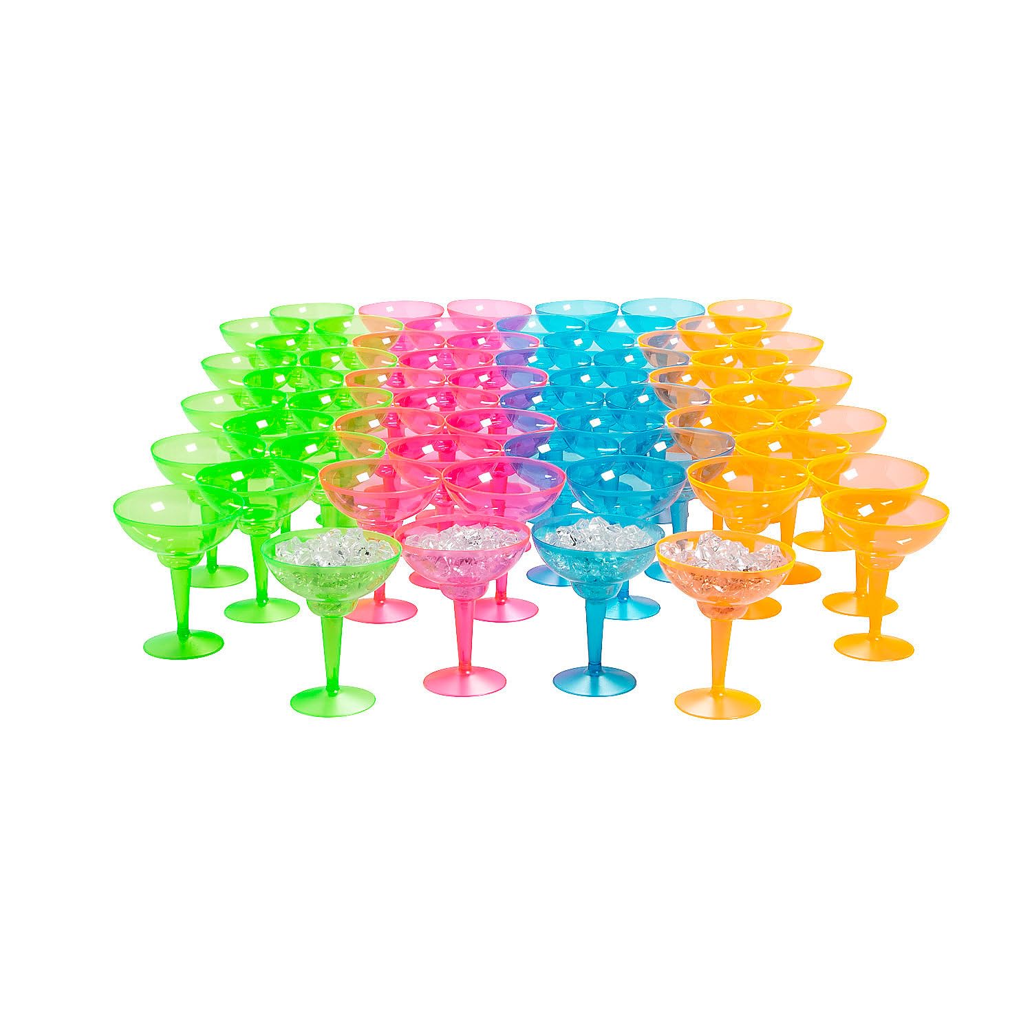 Fun Express Neon Margarita Glass Plastic Assortment Bulk 60 Ct