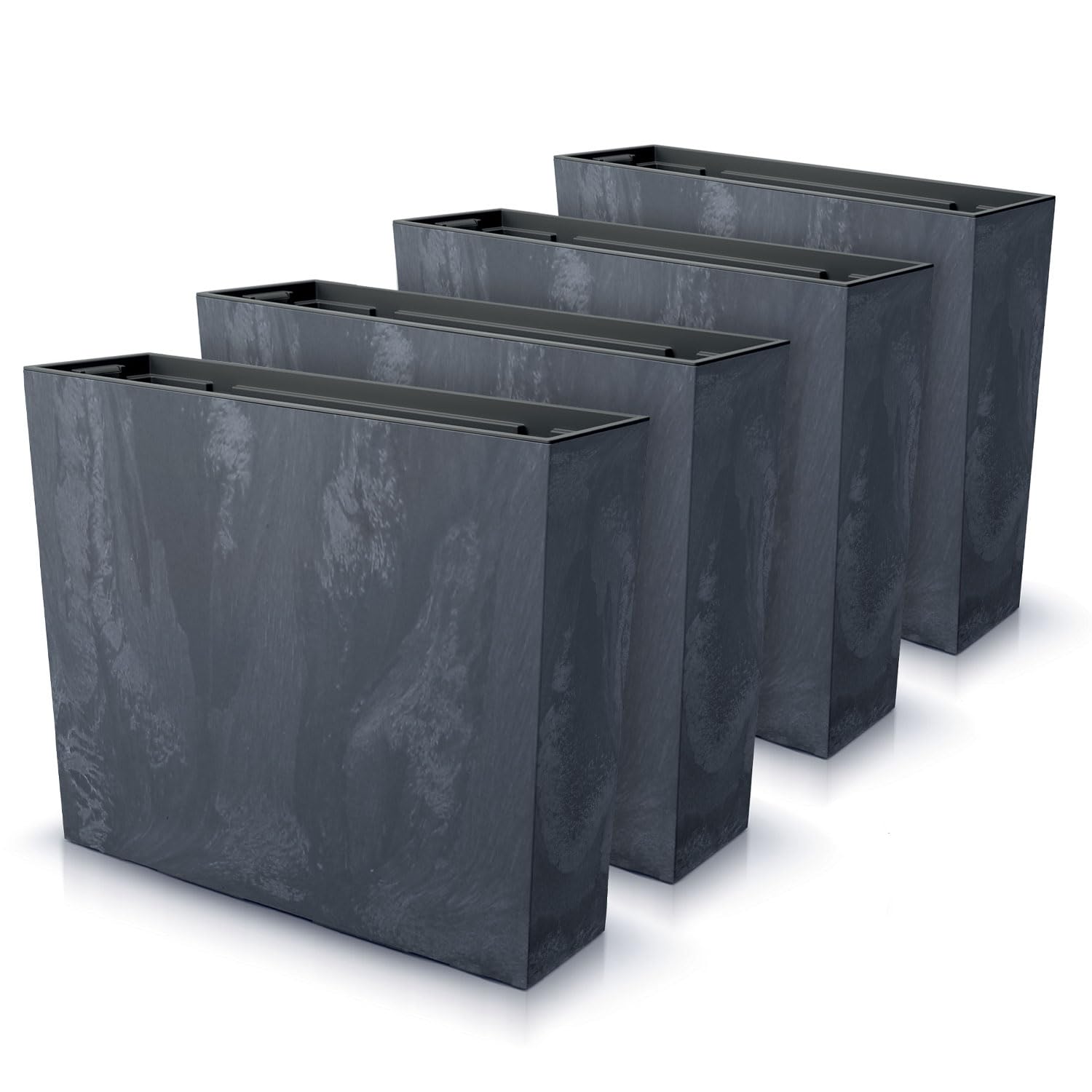 IMJ-Global - Blumentopf Gross Innen Plastik Beton-Effekt (58 x 18 x 49,8 cm - 44 Liter) Balkon Blumenkasten Zur Dekoration des Hauses oder für die Außenausstellung, Kräutertopf