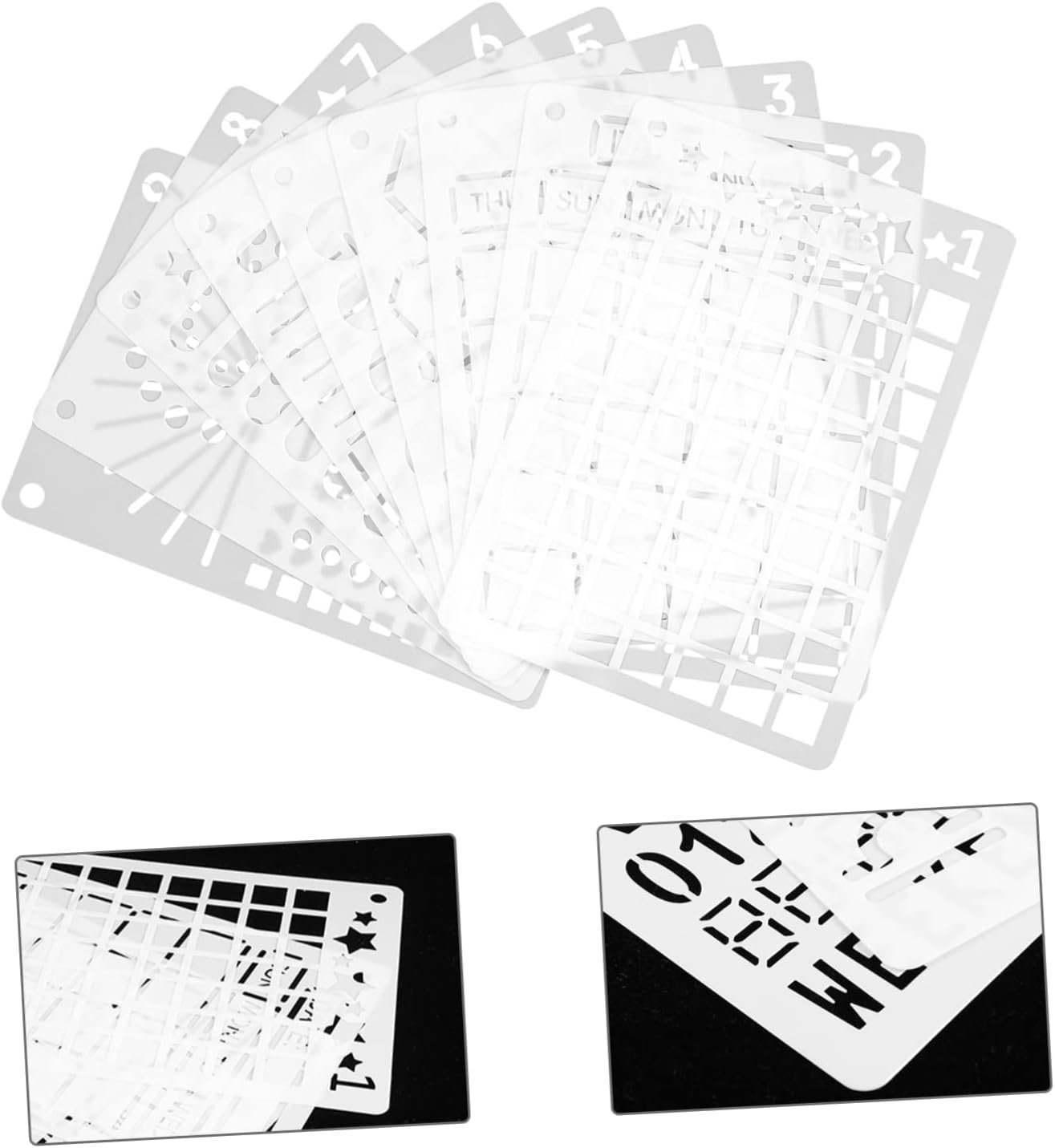 24pcs Journal Painting Stencils Diary Theme Scrapbook Templates Plastic Smooth Edges for DIY Drawing Planner and Task Management Crafting