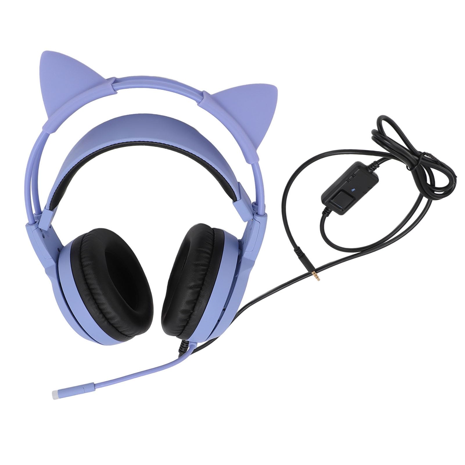 Sxhlseller Gamingowy Zestaw Słuchawkowy Wtyczka 3,5 Mm Stereo z redukcją Szumów Urocze Kocie Uszy Słuchawki Nauszne dla Dziewczynek PC Phone - Wysokiej Jakości Zestaw Słuchawkowy z Kocimi Uszami do