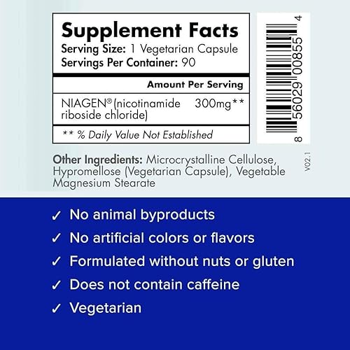 Miniatura 16 de TRU NIAGEN Suplemento patentado NAD+ para antienvejecimiento y regeneración celular, 300 mg de niagen, 30 porciones Apoya la energía celular