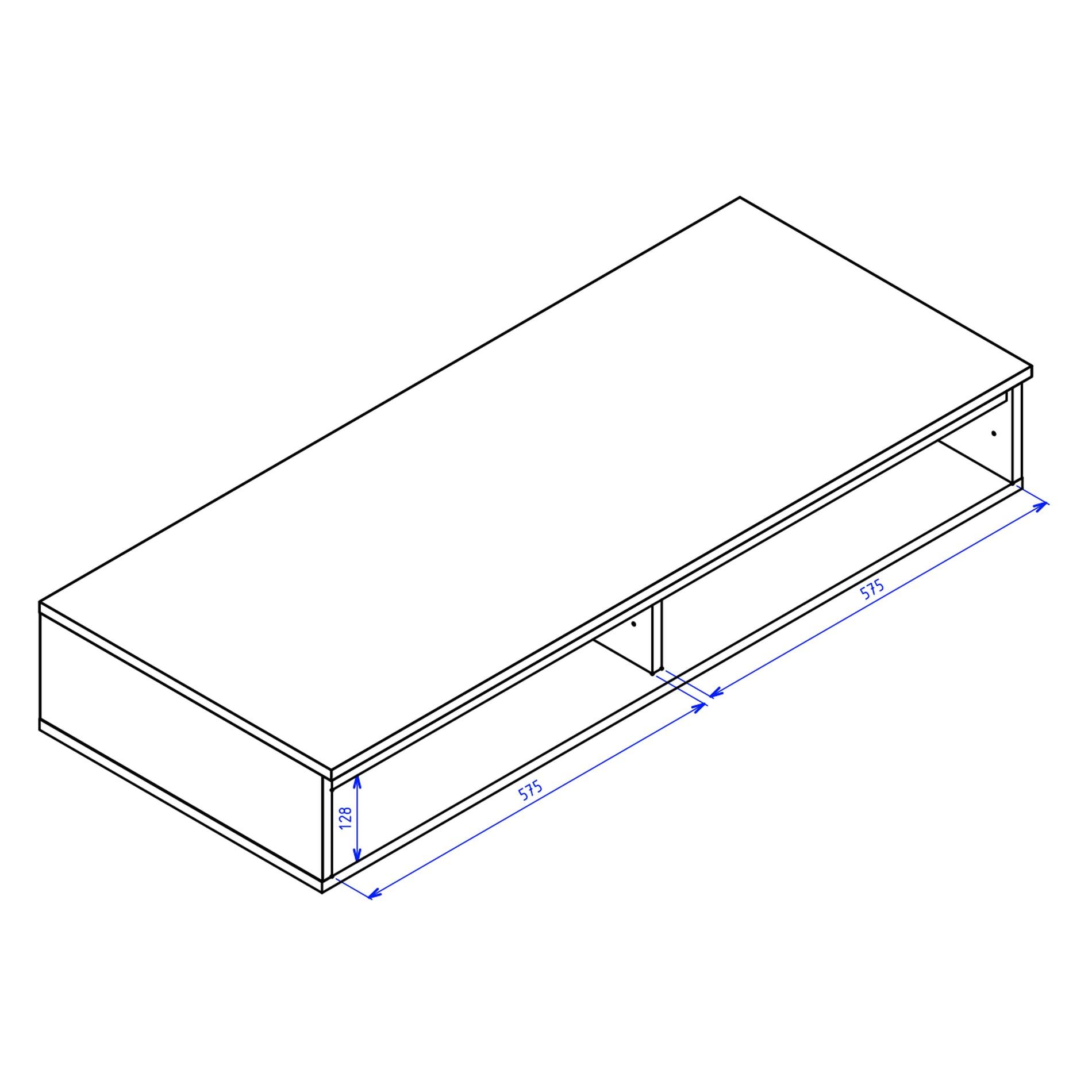 Selsey Postazione Trucco Moderna Talpa Toeletta Trucco Sospesa 120 cm con 2 Cassetti Elegante e Resistente, Perfetta per Interni Contemporanei e Spazi Compatti