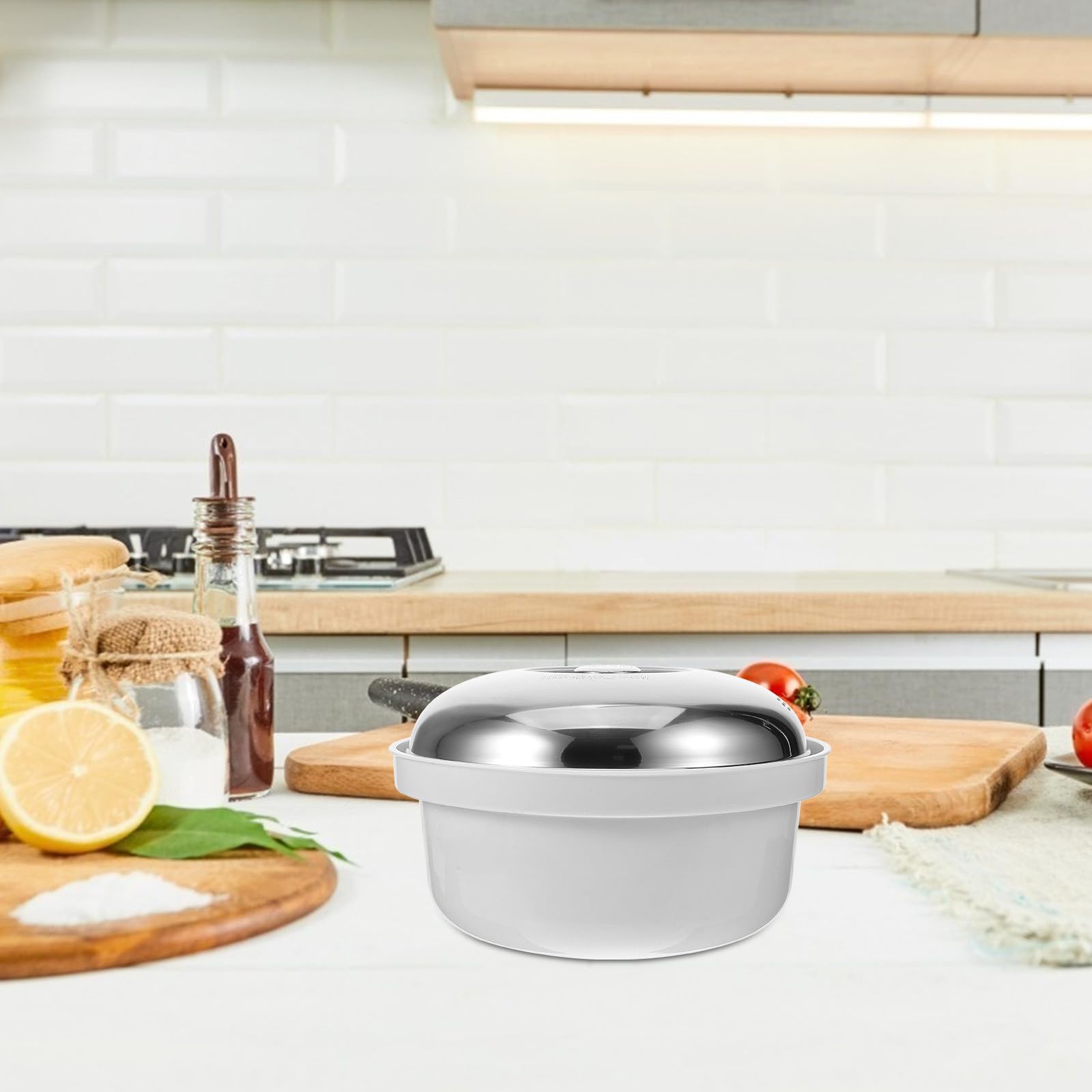 VALICLUD Vaporera para Microondas Multiusos de Plástico y Acero Inoxidable, Cocedor Rápido al Vapor para Verduras y Arroz, Utensilio Práctico para Cocina Saludable