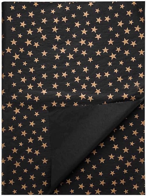 We Moment Zone 50 Sheets Black Star Premium Tissue Paper - 20" x 28"Each -Perfect for Wedding, Christmas, Art Craft Idea, Party Favors Goody Bags