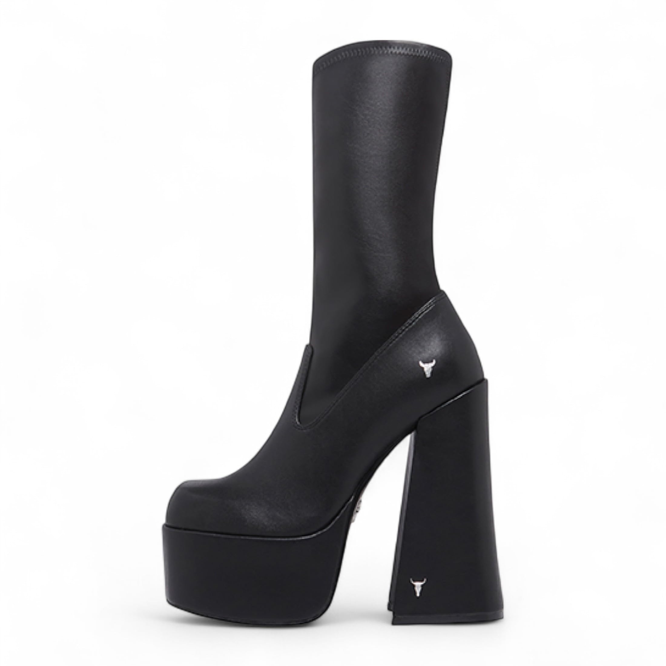 Windsorsmith damskie czarne skarpety do połowy łydki na platformie gotyckie buty na obcasie