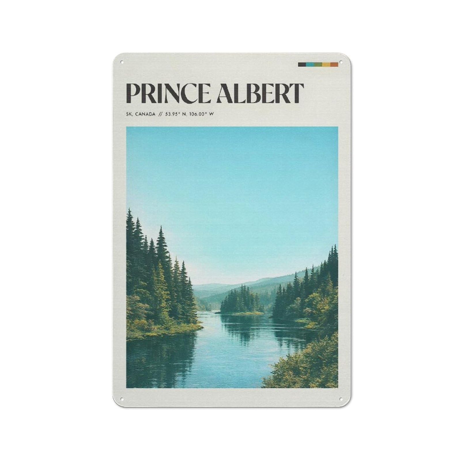 Junmoney Style-20 Classic Prince Albert Landscape Metal Wall Art Sign 30X20cm, Vintage Wall Decor For Lounge, Study, Pub Or Wall Gallery