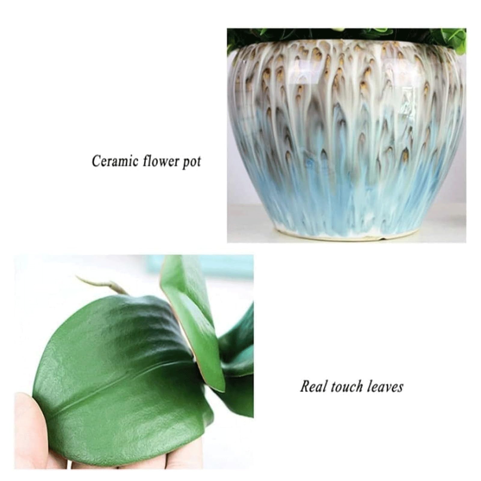 Sztuczne kwiaty Phalaenopsis z ceramicznym wazonem, prawdziwa w dotyku, sztuczna orchidea do domu, biura, dekoracja stołu weselnego