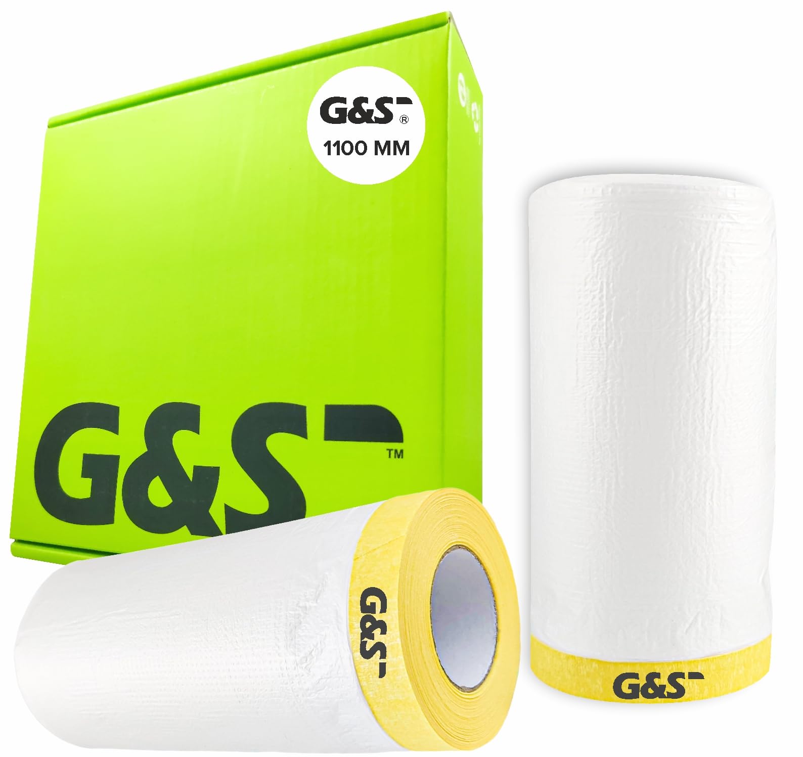 G&S Pretaped Masking Sheet Tape for Protection from Dust, water, paint and moisture 1.15M (1100 mm x 20 meter) (Pack of 2)