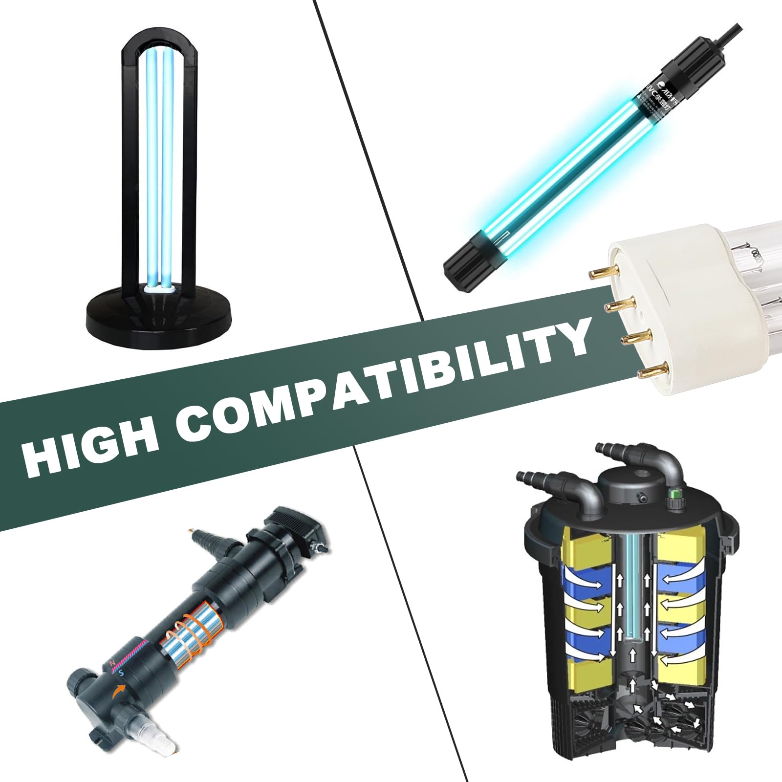 CPROSP 3 Pcs UVC Lampe de Remplacement 41,5cm, 36W 2G11 Culot Ampoule UV, Lampe de Désinfection UV, pour Machine à filtres UVC Pond ou clarificateurs