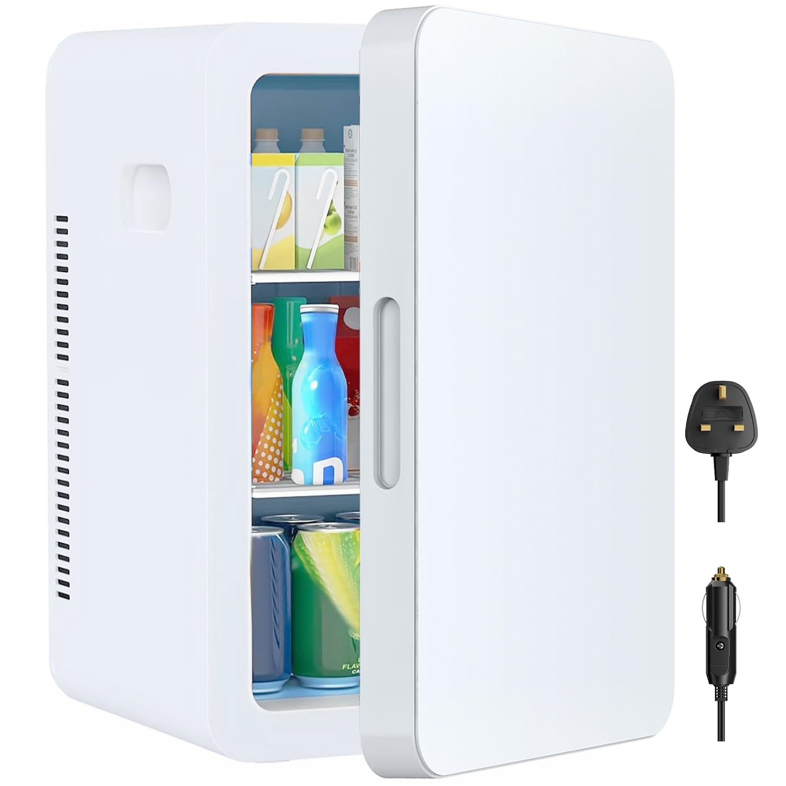 22L Mini Fridge for Bedrooms, 30 Cans Portable Cooler & Warmer Small Fridge, AC/DC Powered, Adjustable Shelves, Home Office, Car, Dorm, Travel, Cosmetics, Skincare, Drinks (White)