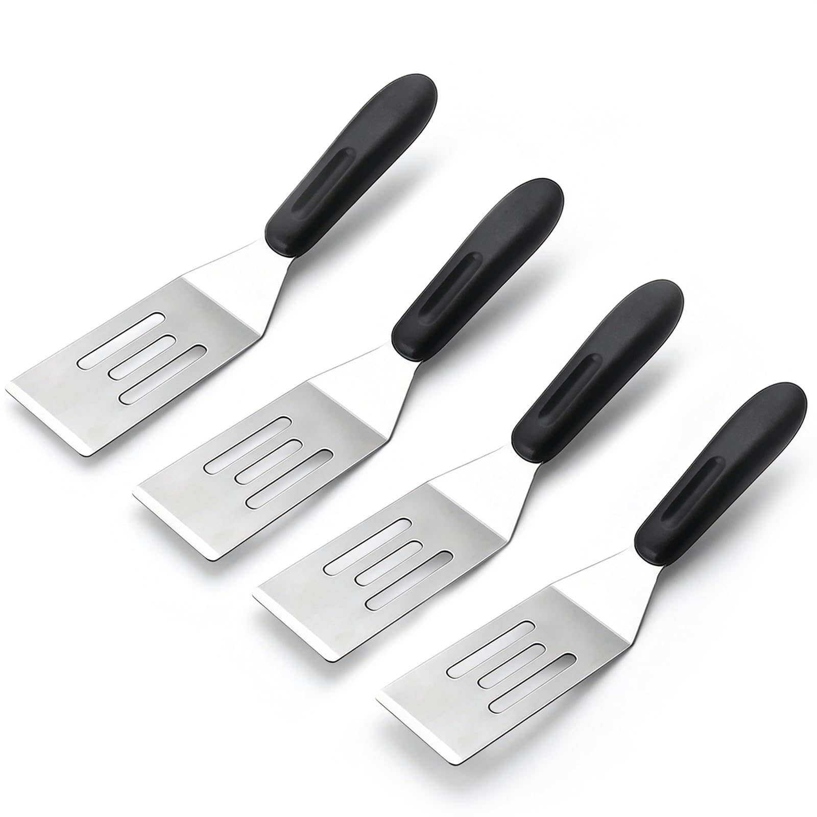 【4 Pack】Small Metal Spatula,Mini Spatula for Flipping, Cooking and Baking,Stainless Steel Brownie Spatula with Non-Slip Handle for kitchen Use (4)