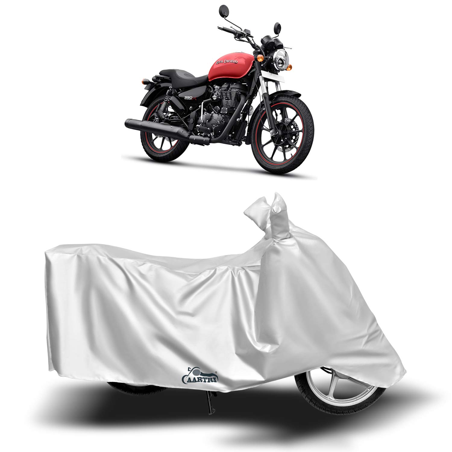 DROHAR - RE Meteor 350 New BS6 Water Resistant - Dust Proof - Full Bike Scooty Two Wheeler Body Cover for RE Meteor 350 (Silver Matty)