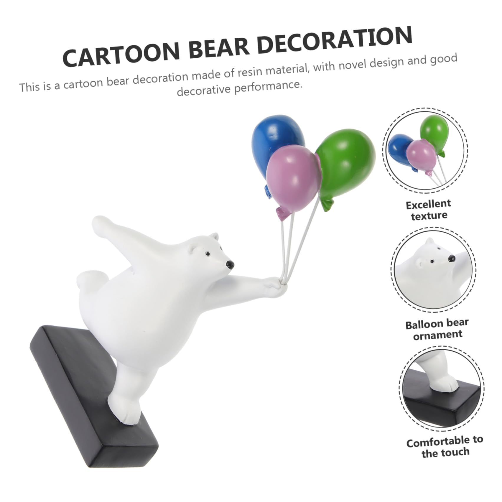 Abaodam Scultura Orsetto a Forma di Palloncino in Resina Realistica per Decorazione Desktop Aspetto Cartone Animato e Design Rifinito per Camera da Letto