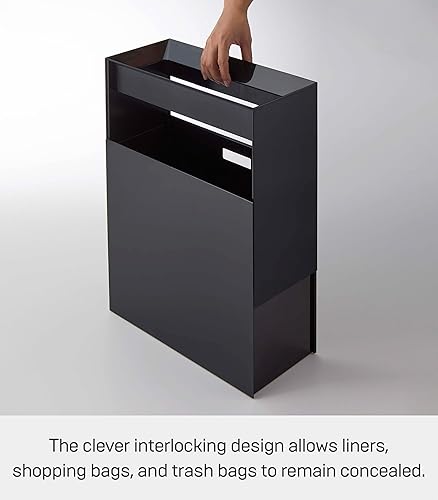 Miniatura 4 de Yamazaki Bote de basura para el hogar, moderno, con asa, para cocina, dormitorio, baño, oficina, plástico, tamaño único, color negro