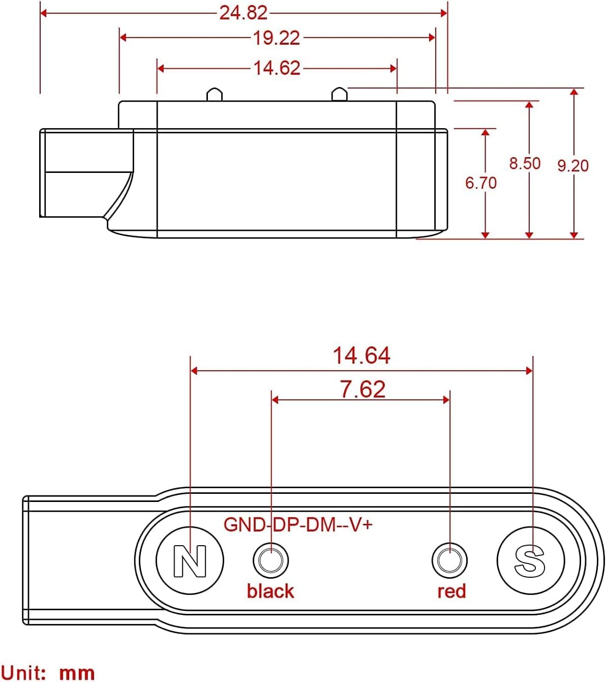 Chargeur universel magnétique de 7,62 mm, câble de charge magnétique à 2 broches pour montre intelligente, distance de charge compatible 7,5 mm-8 mm