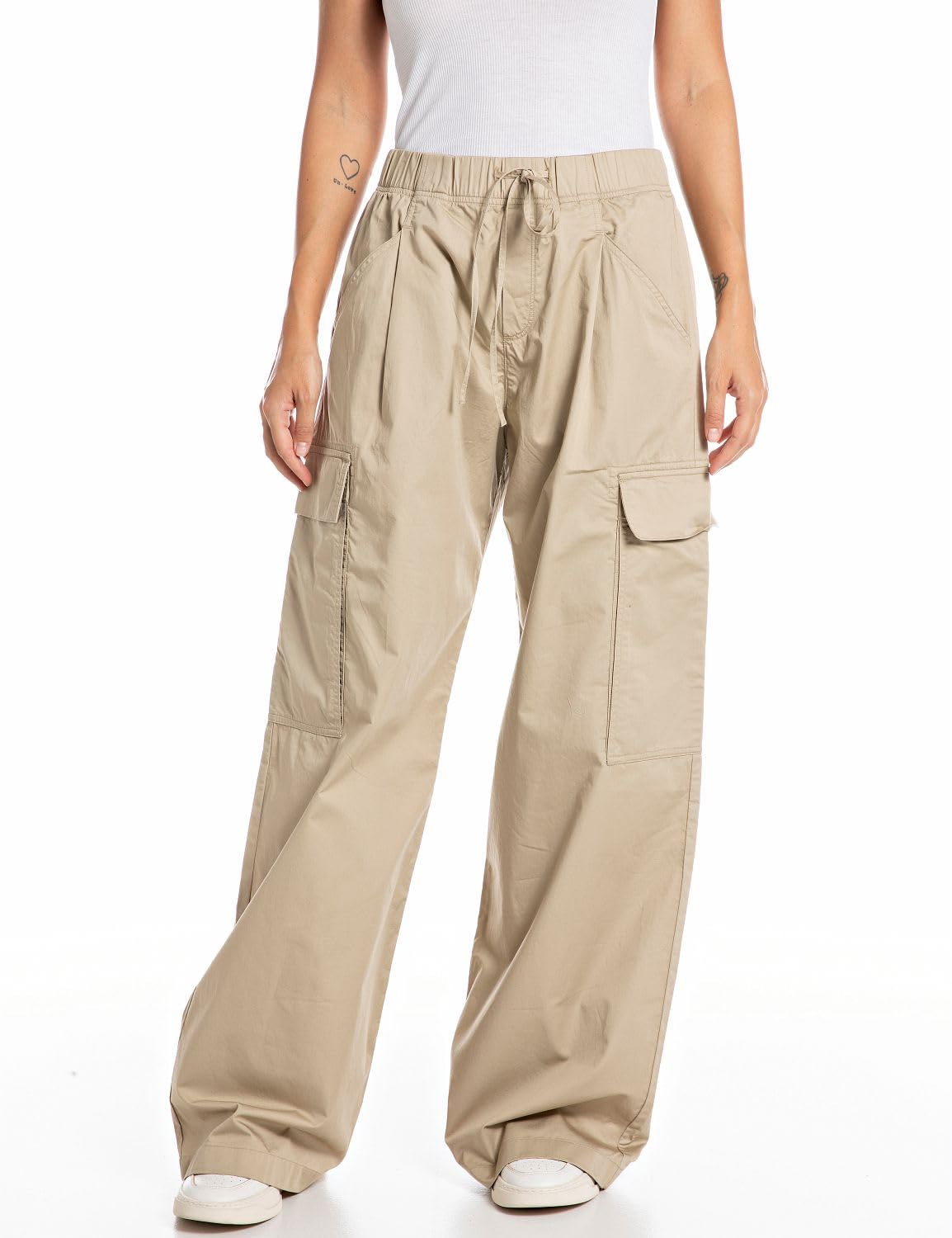 Replay Women's Cotton Cargo Pants, Sahara 225 (Beige), 23