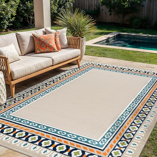 Rugshop Coastal High-Low Textured Indoor Outdoor Rug Multi 6' 6" x 9'