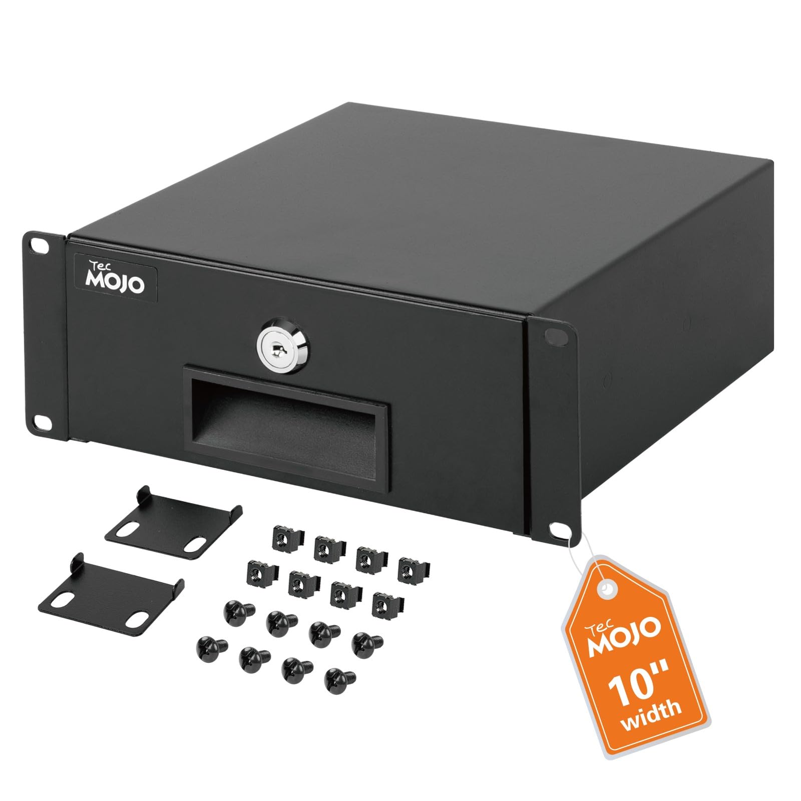 Tecmojo 2HE Tiroir rack verrouillable 10" Noir
