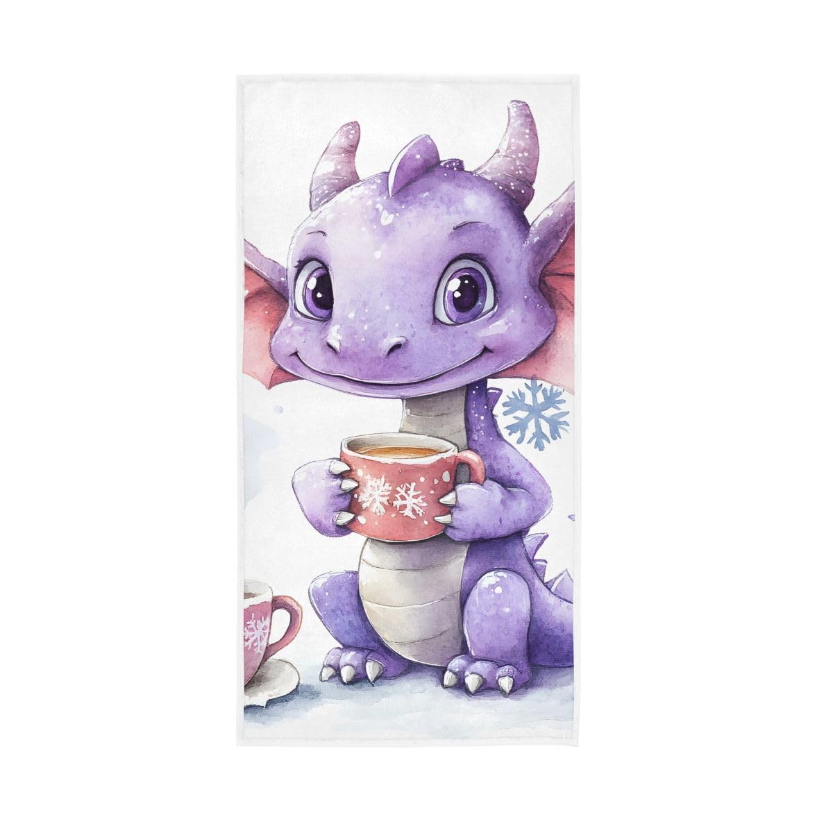 HUYGD Cute Winter Purple Dragon Hand Towels, 15 x 30 Inches, Soft Highly Absorbent Towels for Bathroom Gym Shower