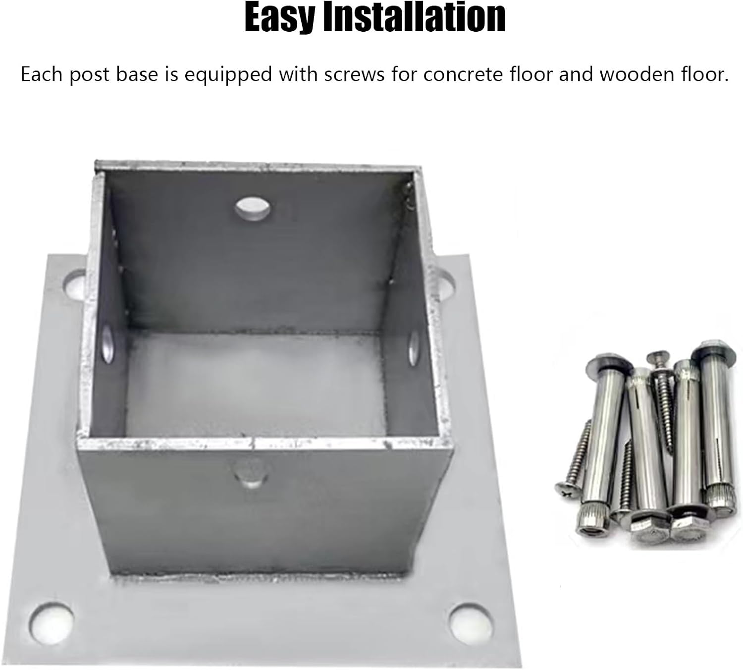 4PCS Heavy Duty Wood Post Base Railing Support, Post Brackets for Wood, DIY Gazebo Deck Pergola Square Stainless Steel Column Protectors(115x115x80mm/4.5x4.5x3.1in)