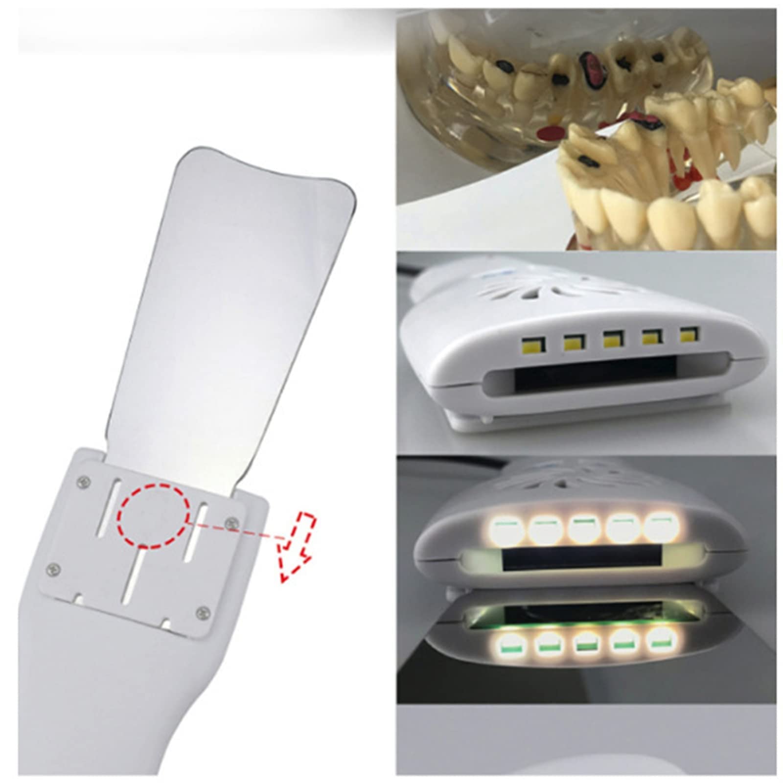 Specchi per fotografia dentale, specchi intraorali antiappannamento con impugnatura, kit per cure odontoiatriche, specchio per ortodonzia a LED riflettore dentale a doppia faccia