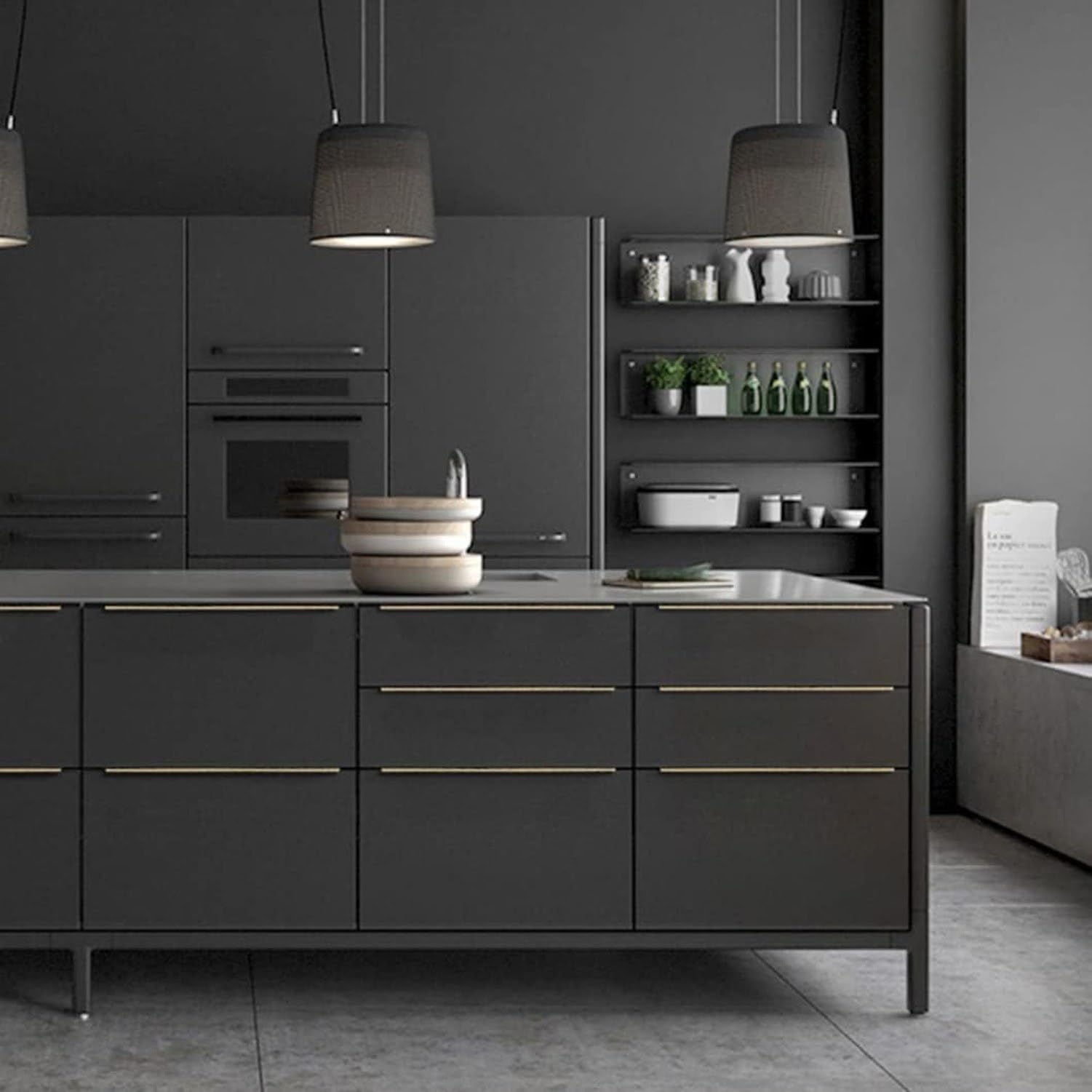 Ukryte uchwyty meblowe złote do szafek i komód 2 szt, długi uchwyt do szuflady kuchennej z aluminium, minimalizm wnętrza, Length 600mm, Length 600mm