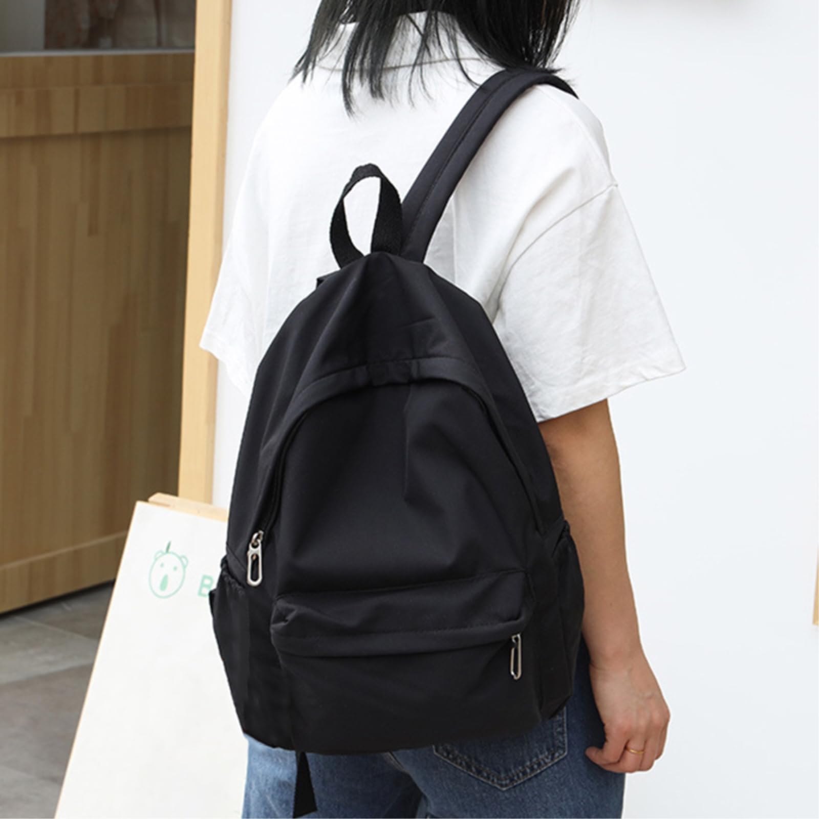 WANGSHUO Bolsa Mochila De Nylon Resistente Al Agua Color Sólido Bolsillo Múltiple Gran Capacidad para Viajes Escolares Salidas Cotidianas