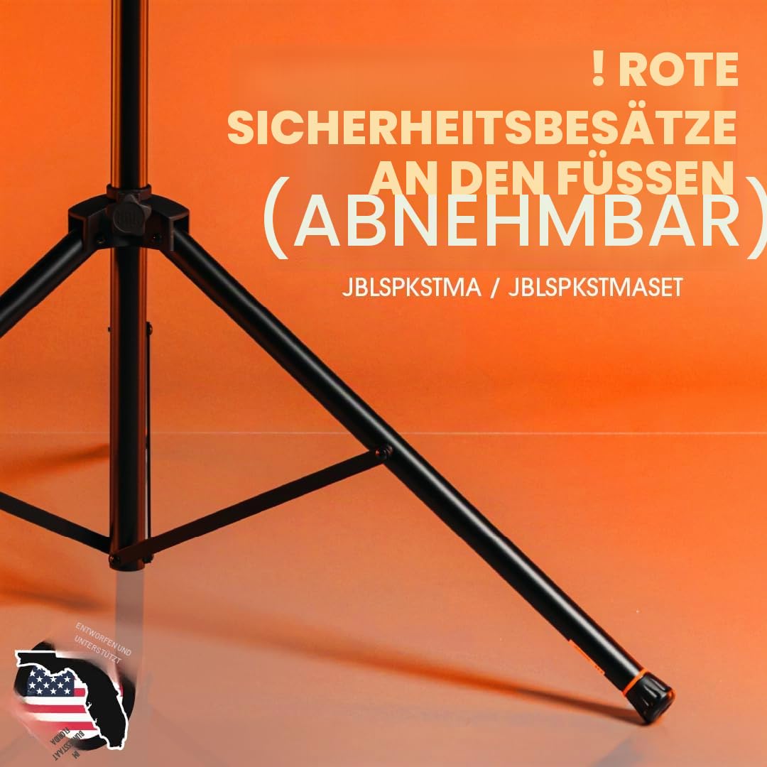 JBL Bags Standard-Lautsprecherständer-Set mit Einstellbarer Höhe und Stange mit Zwei Durchmessern; enthält (2) Lautsprecherständer und Tragetasche (JBLSPKSTMASET), schwarz