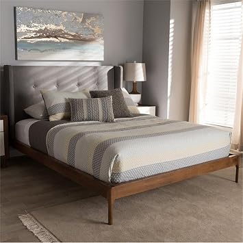 Baxton Studio Brooklyn Upholstered King Panel Platform Bed in Gray